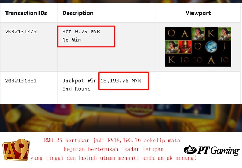 A9today & A9play Casino betting jackpot winner | Menang besar | Win RM18193.76 with RM0.25